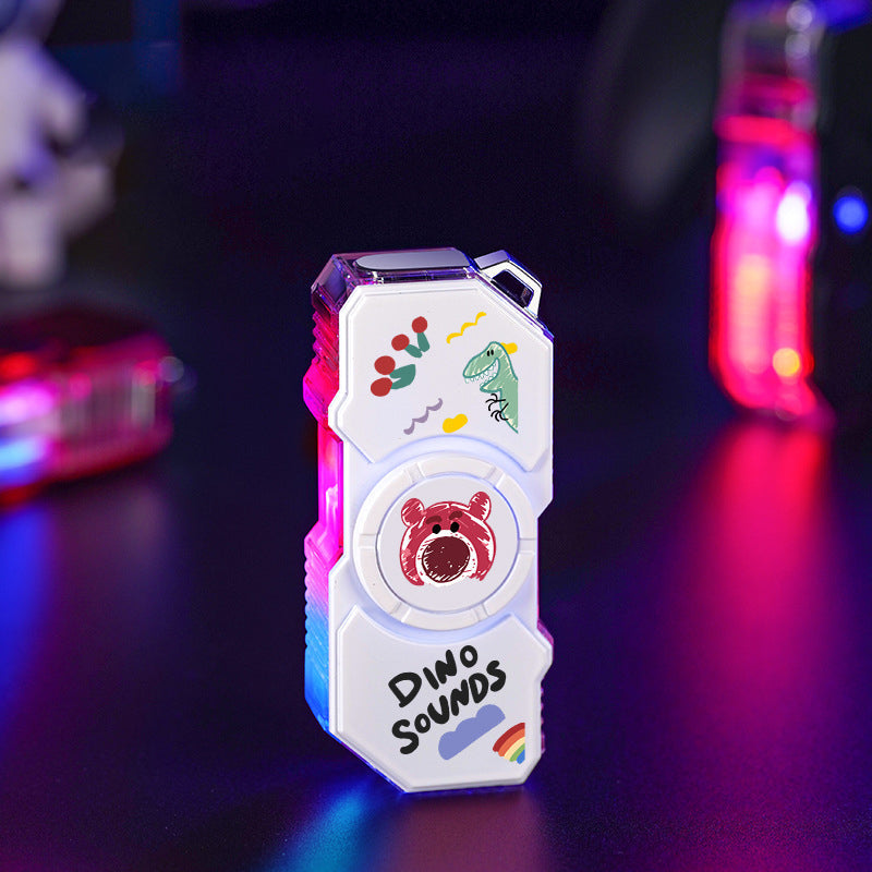 Cartoon color luminous rotating pink windproof flame lighter