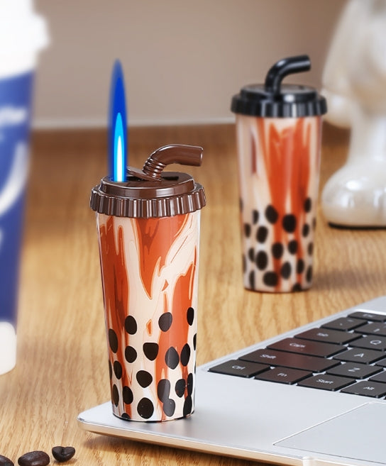 Milk Tea Cup Jitterbug Popular Blue Flame Direct Lighter