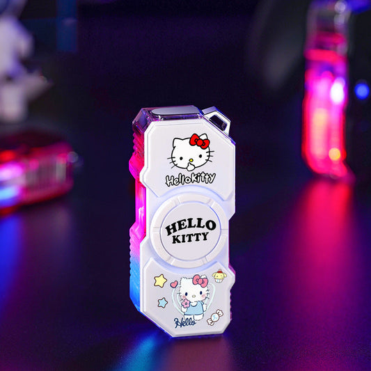 Cartoon color luminous rotating pink windproof flame lighter