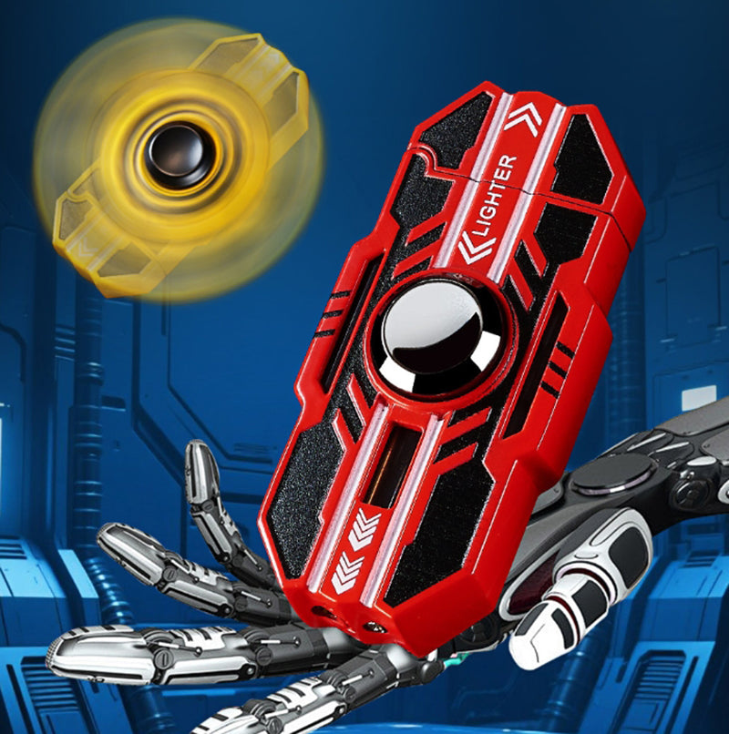 Mecha rotatable light-up windproof red flame fingertip decompression gyro lighter
