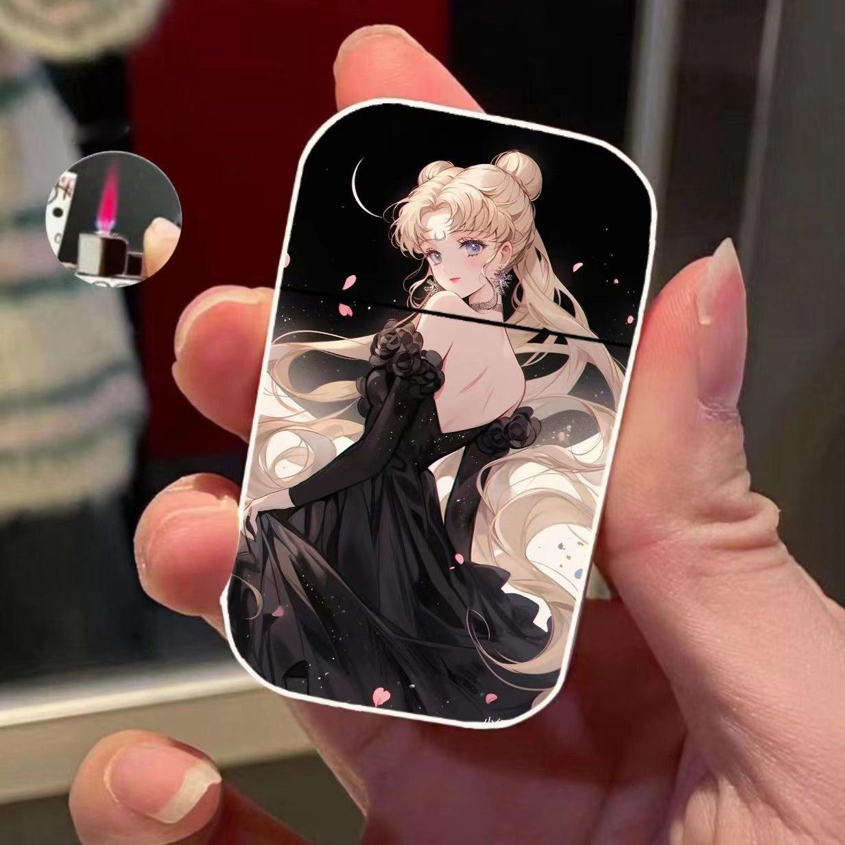 Character Pink Flame Windproof Lighter