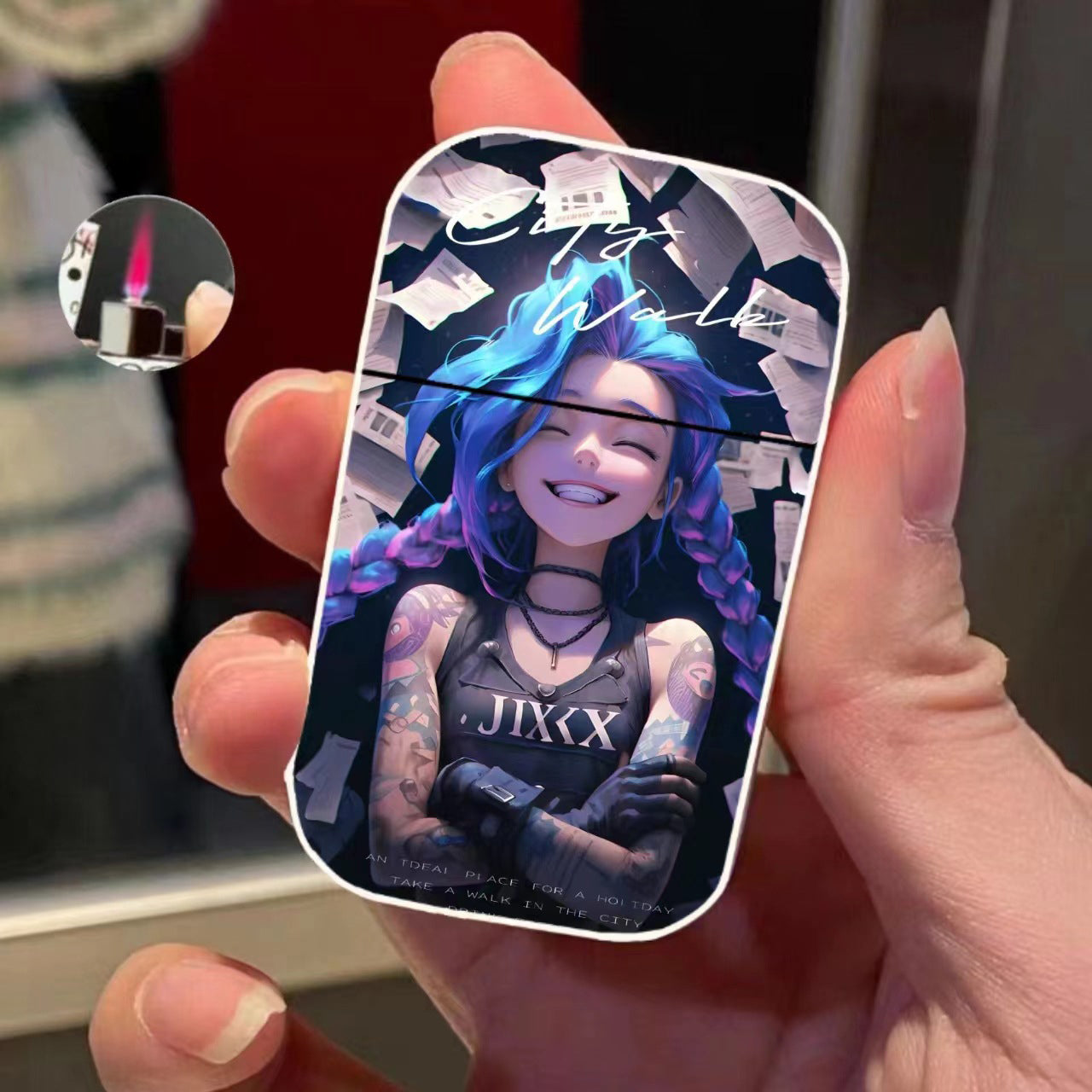 Character Pink Flame Windproof Lighter