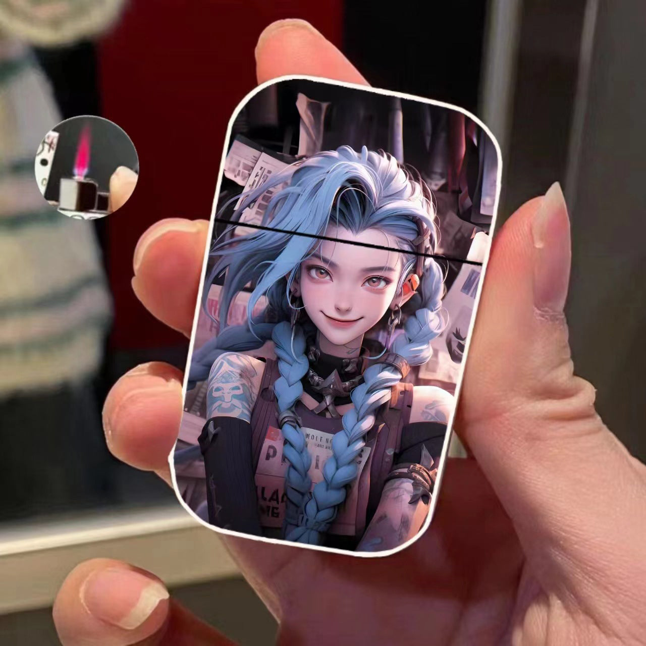 Character Pink Flame Windproof Lighter