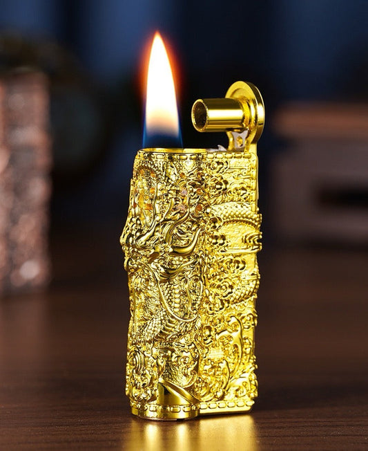 New armor four-sided three-dimensional relief auspicious dragon lighter