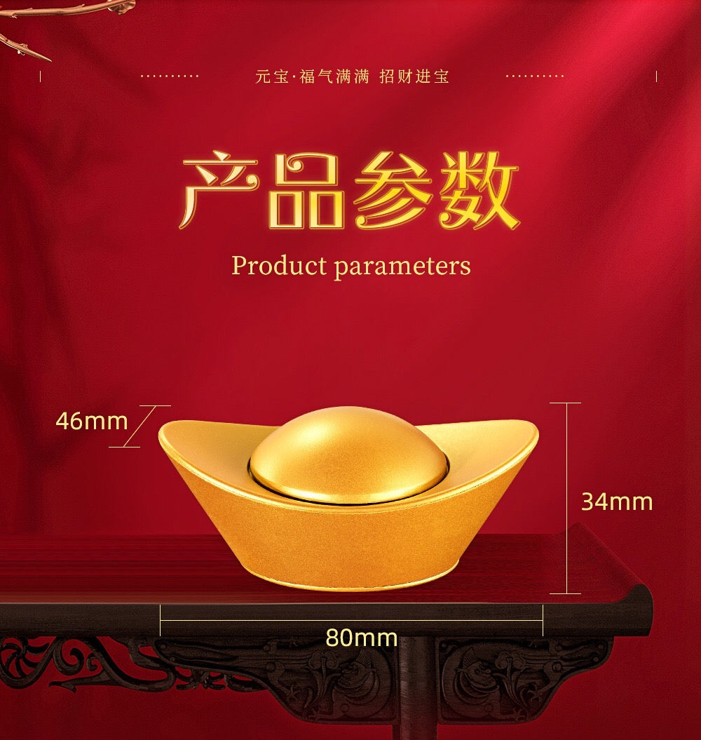 Simulated gold ingot windproof green flame 360-degree rotating lighter