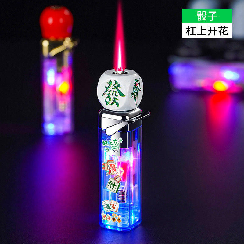 Dice-shaped, glow-in-the-dark, windproof, inflatable, and stylish rotating lighter