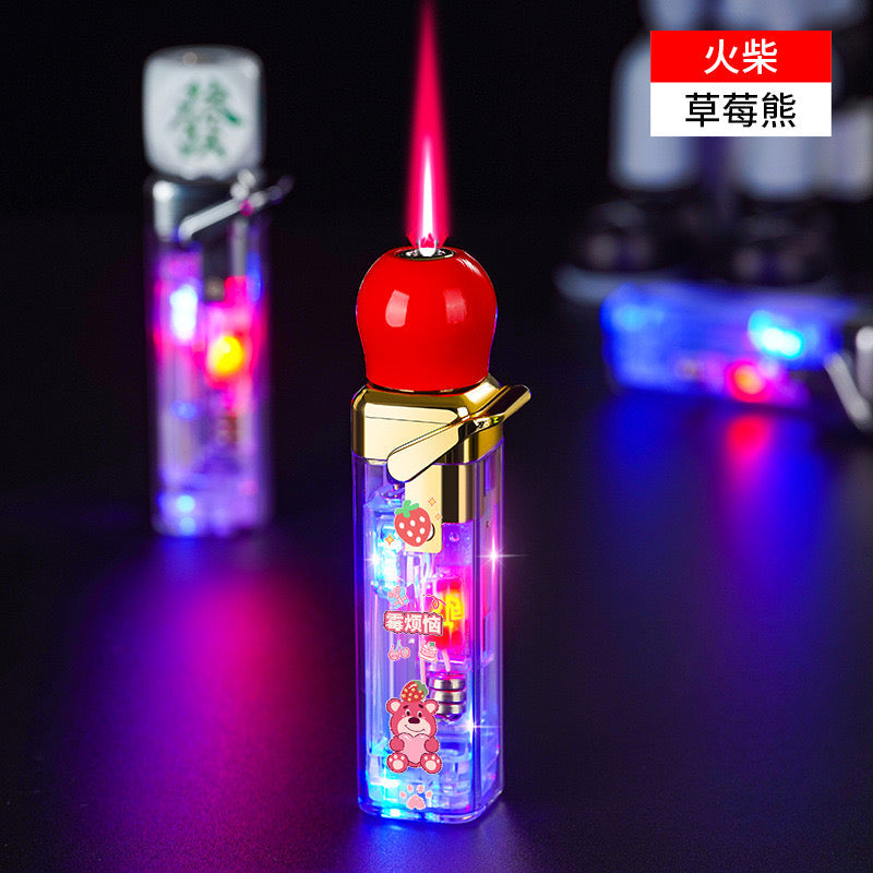 Dice-shaped, glow-in-the-dark, windproof, inflatable, and stylish rotating lighter