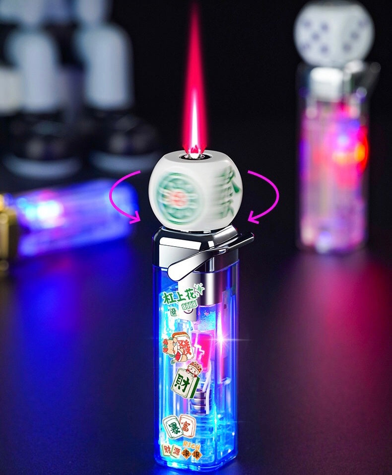 Dice-shaped, glow-in-the-dark, windproof, inflatable, and stylish rotating lighter