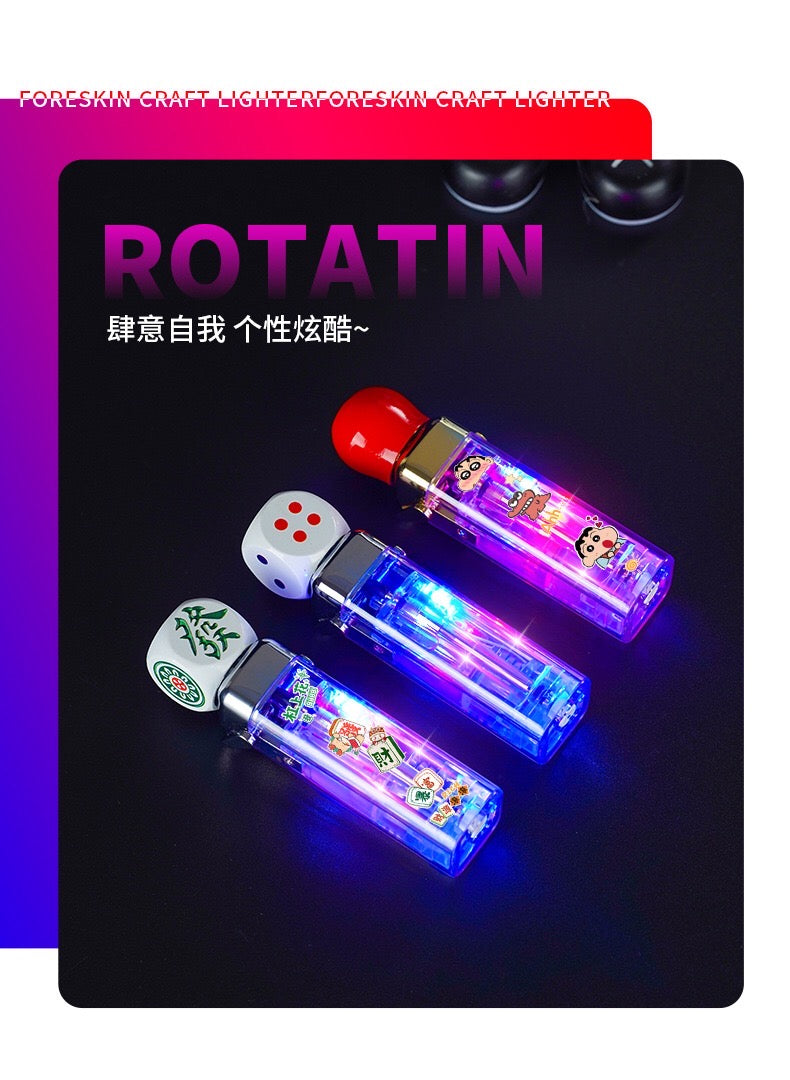 Dice-shaped, glow-in-the-dark, windproof, inflatable, and stylish rotating lighter