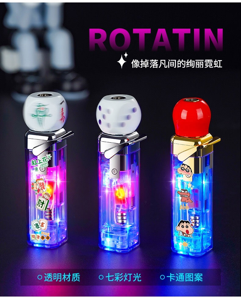 Dice-shaped, glow-in-the-dark, windproof, inflatable, and stylish rotating lighter