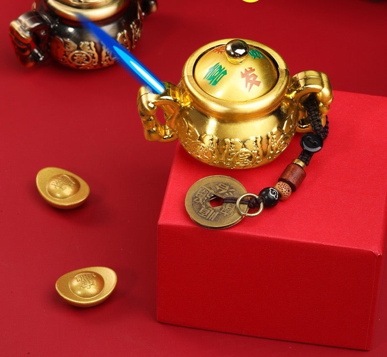 Cornucopia rotating windproof inflatable lighter metal material