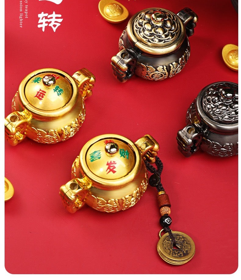 Cornucopia rotating windproof inflatable lighter metal material