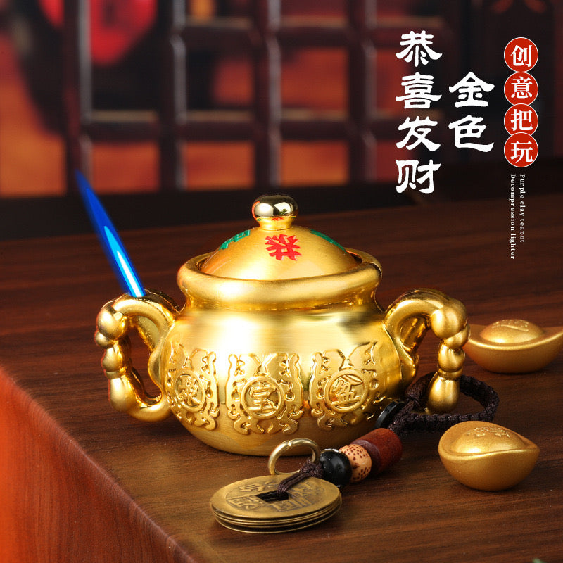 Cornucopia rotating windproof inflatable lighter metal material