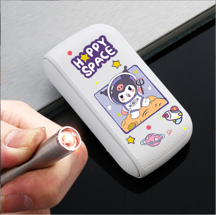 Hello Kitty Kuromi cigarette case and electric lighter, made of waterproof leather