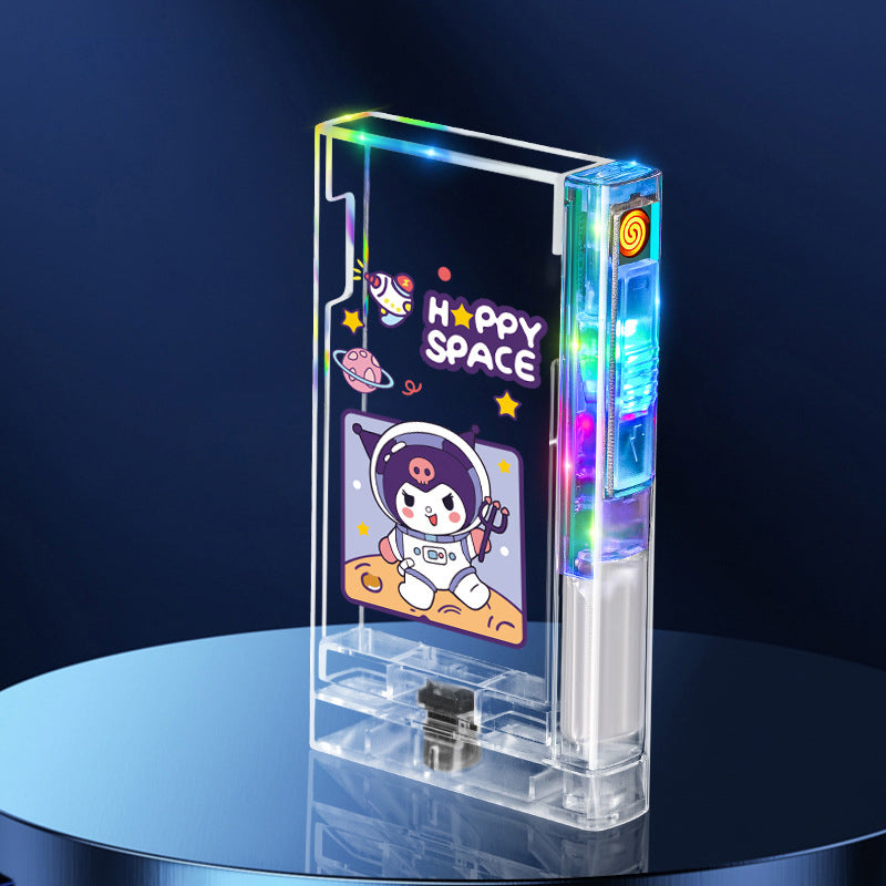 Fine Smoke Transparent Colorful Light Box Rechargeable Cigarette Lighter