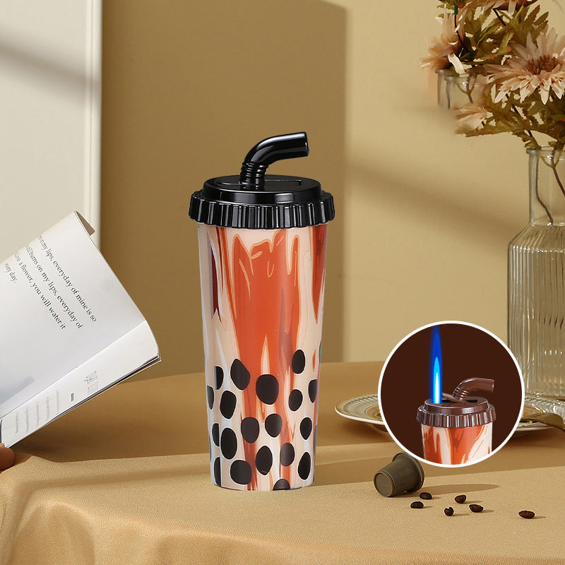 Milk Tea Cup Jitterbug Popular Blue Flame Direct Lighter