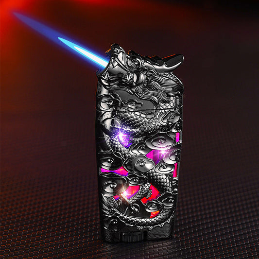 Flash Embossed Dragon Windproof Lighter Metal